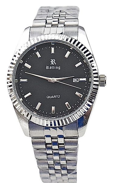Rötting Design Quarzuhr Herrenuhr Quarz silberfarbene Lünette schwarzes Zif günstig online kaufen