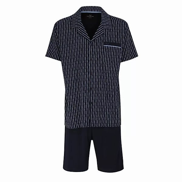 GÖTZBURG Herren Schlafanzug Set - kurz, Hemd, gemustert Marine 2XL günstig online kaufen