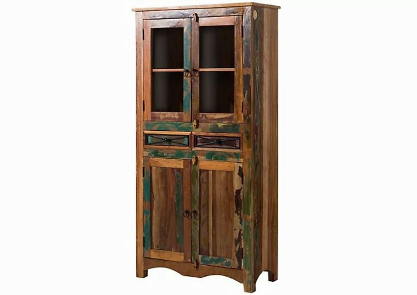 Massivmoebel24 Standvitrine (Vitrine Altholz 90x40x180 mehrfarbig lackiert günstig online kaufen