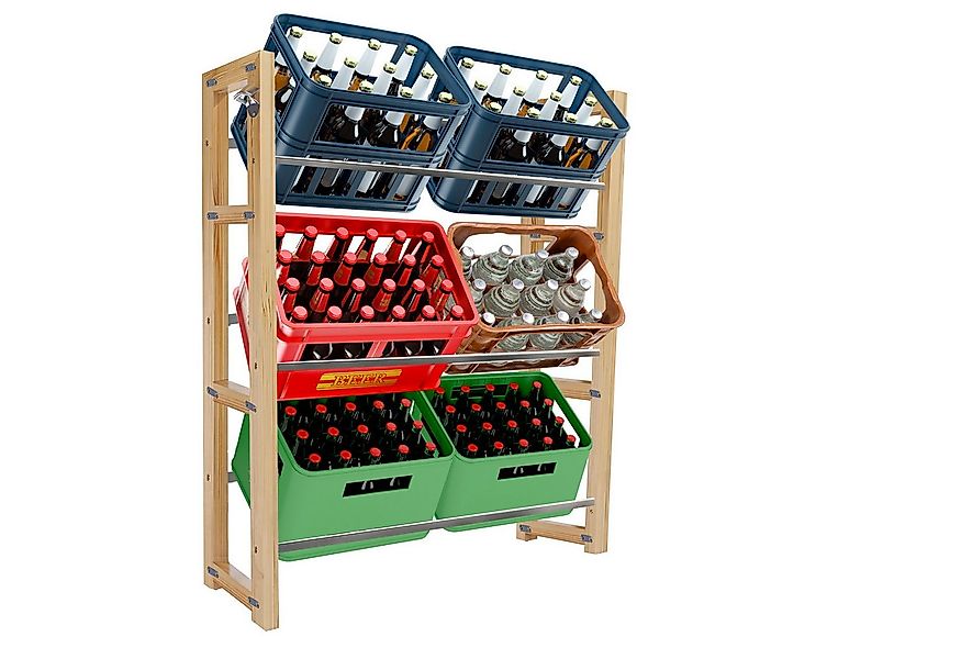 Dimono Flaschenregal DIMONO Bambus Getränkekisten Regal – Ablage für 2/3/6 günstig online kaufen
