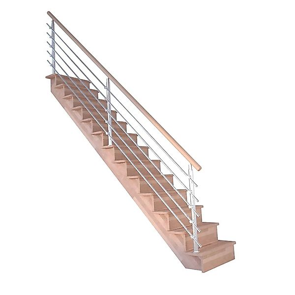 Treppe Lindos Pro Buche Gerade 80 cm Setzstufen Design-Geländer-Edelstahl F günstig online kaufen