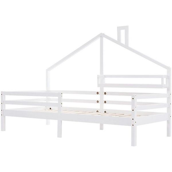 Merax Hausbett Kinderbett 90x200 cm mit Ablageregal, inkl. Rausfallschutz u günstig online kaufen