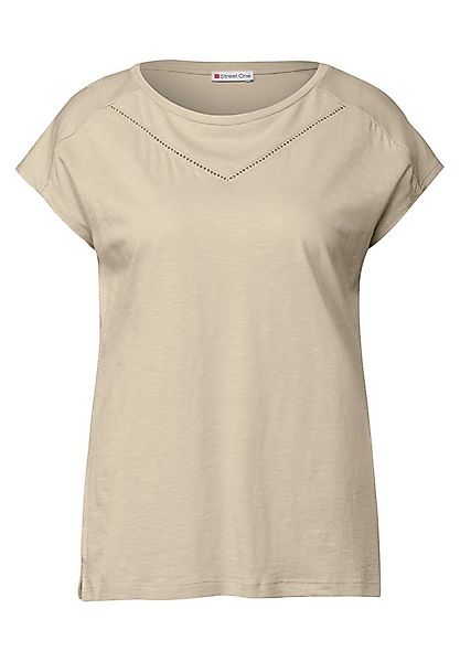 STREET ONE T-Shirt – Kurzarmshirt mit U-Boot-Ausschnitt und Dropped Shoulde günstig online kaufen