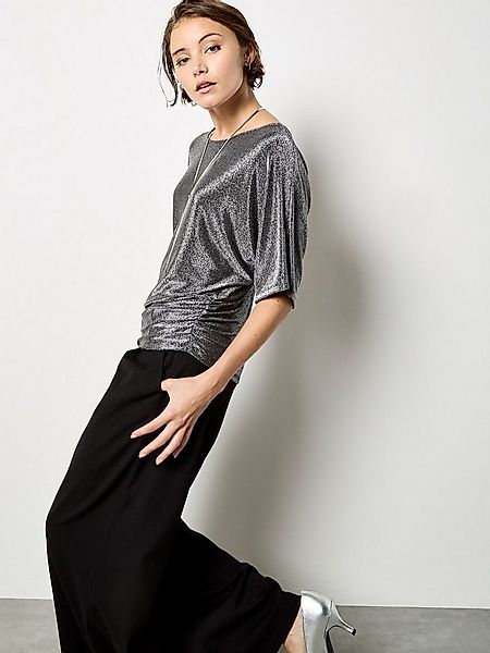 Apricot Paillettenshirt Partyshirt mit Glitzereffekt günstig online kaufen