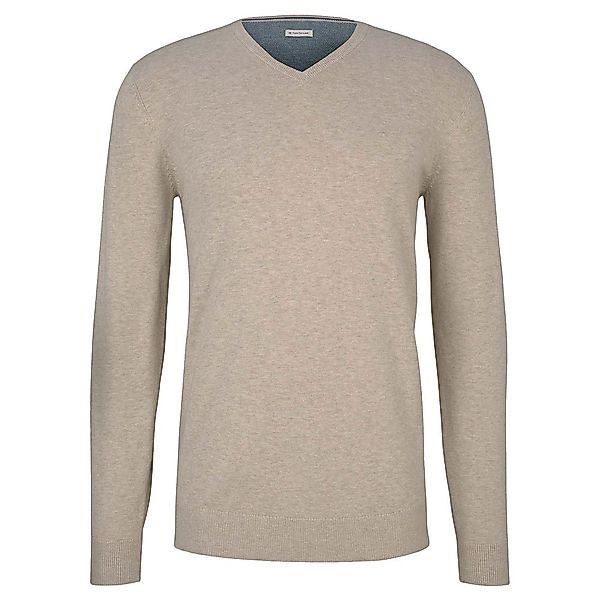 Tom Tailor Basic V-ausschnitt Sweater M Soft Sand Beige Melange günstig online kaufen