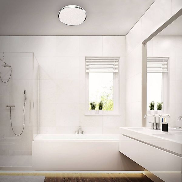 LED-Deckenleuchte Acorus, IP44, Sternendekor, Ø 33 cm günstig online kaufen