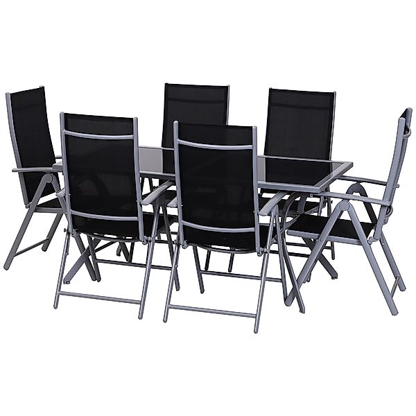 Outsunny Garten-Essgruppe 7-TLG Sitzgarnitur Gartengarnitur Gartenmöbel, günstig online kaufen