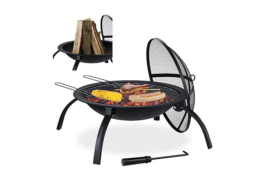 relaxdays Feuerschale XL Feuerschale mit Grillzubehör, ohne Tragetasche günstig online kaufen