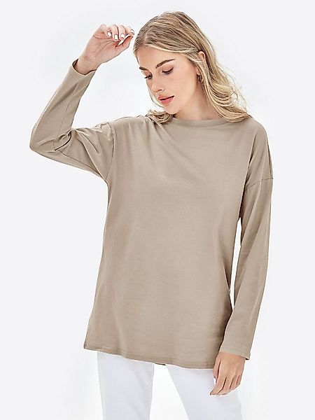 Imily Bela T-Shirt Damen Langarmshirt Oversize mit Rundhal (Packung, 1-tlg. günstig online kaufen