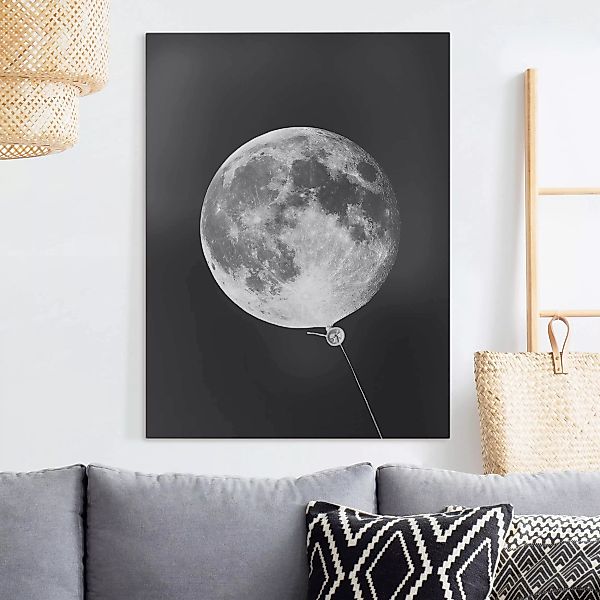 Leinwandbild - Hochformat Luftballon mit Mond günstig online kaufen