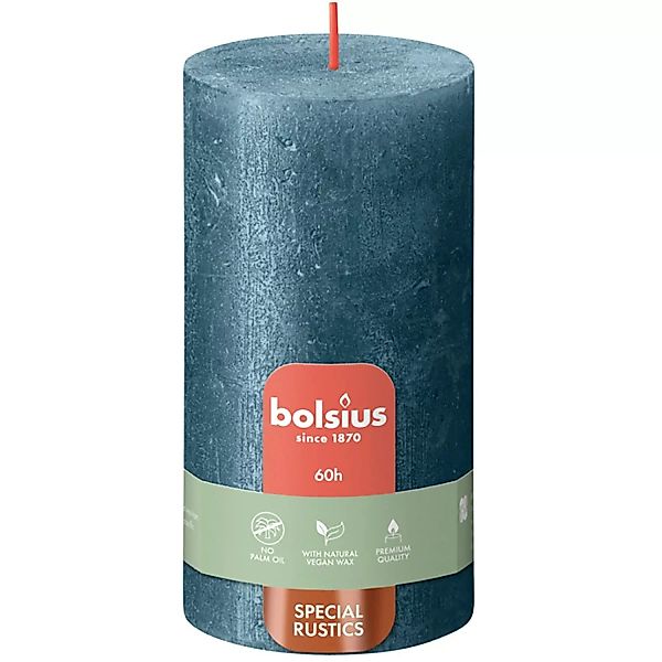 Bolsius Rustik-Kerze Shimmer Winter Edition Ø 6,8 cm x 13 cm Blau günstig online kaufen