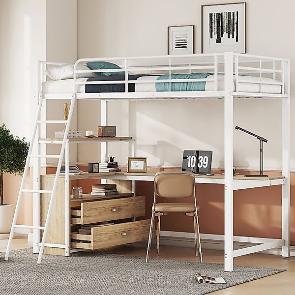 Flieks Hochbett Kinderbett Metallbett 90x200cm mit günstig online kaufen