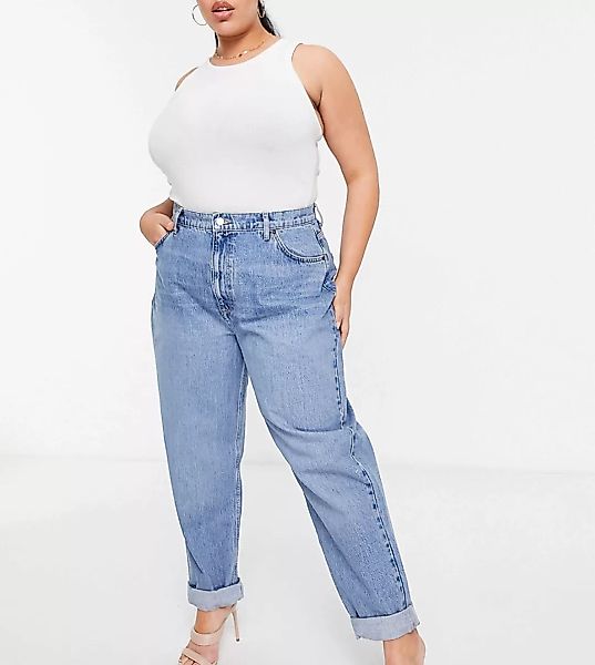 ASOS DESIGN Curve – Lockere Mom-Jeans mit hohem Bund in mittlerer Waschung- günstig online kaufen
