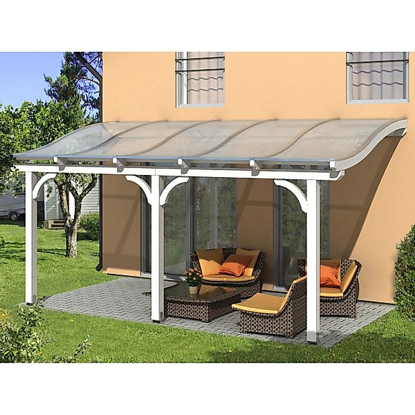 Skan Holz Terrassenüberdachung Venezia 541 x 289 cm Leimholz Weiß günstig online kaufen
