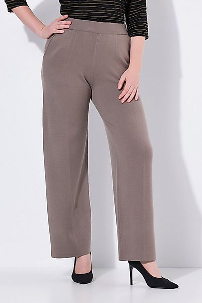 Ulla Popken Funktionshose Strickhose Bügelfalte weites Bein Elastikbund günstig online kaufen