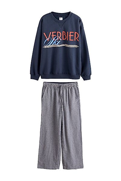 Next Pyjama Schlafanzug aus Flanell mit Sweatshirt (2 tlg) günstig online kaufen