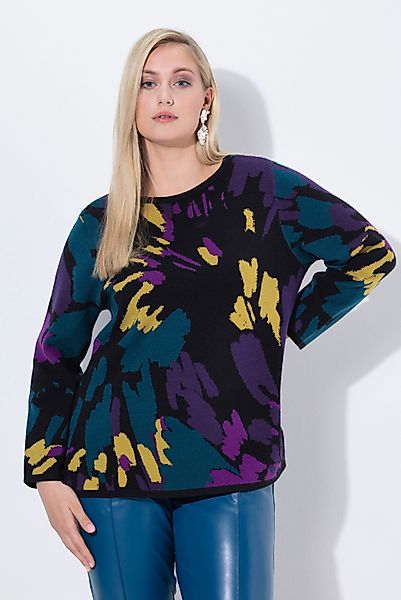 Ulla Popken Strickpullover Pullover Jacquardmuster U-Boot-Ausschnitt günstig online kaufen
