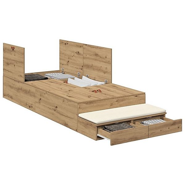 vidaXL Bett Stauraum Bettgestell Artisan Eiche Holzwerkstoff (1-tlg) günstig online kaufen