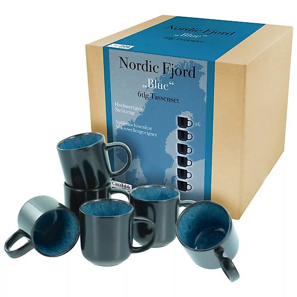 CreaTable Kaffeebecher Nordic Fjord Blue blau Steinzeug günstig online kaufen