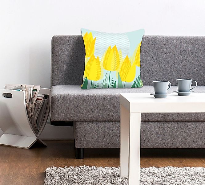 queence Dekokissen "Rebekka" mit gelben Tulpen günstig online kaufen
