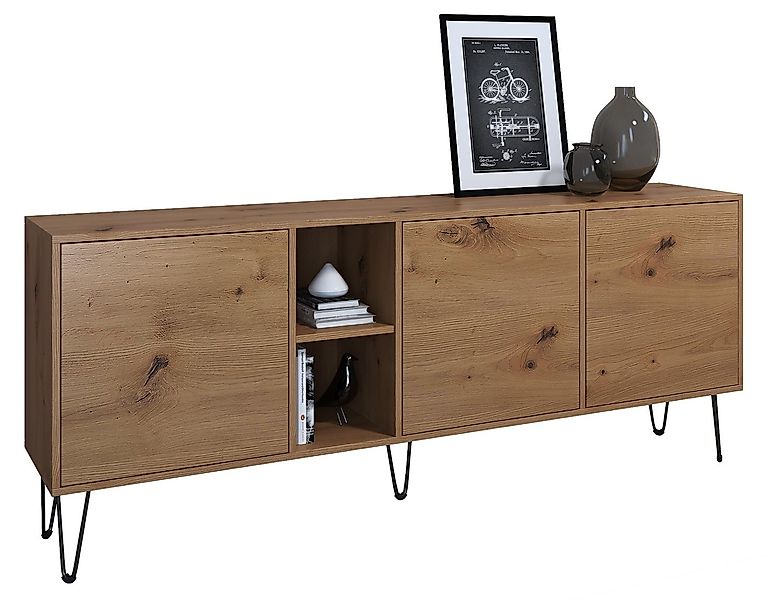 Vladon Sideboard Havana (TV-Schrank mit 3 Türen und 2 offene Fächer, Kommod günstig online kaufen