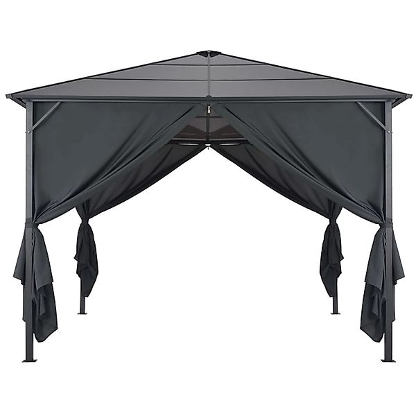 vidaXL Gartenpavillon mit Vorhang Aluminium 3x3 m Schwarz günstig online kaufen