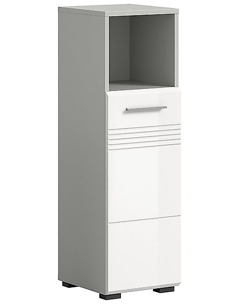 freiraum Hochschrank Copa in Hellgrau / Weiß Hochglanz - 30x95x30cm (BxHxT) günstig online kaufen