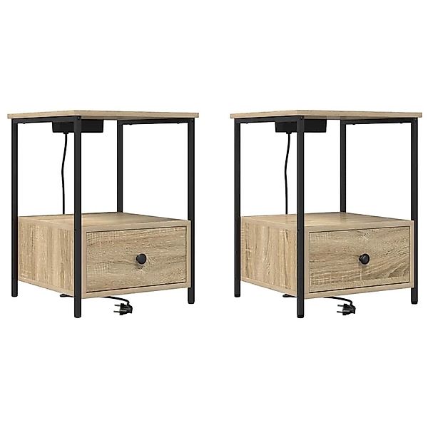 vidaXL Nachttisch mit Ladestation Sonoma-Eiche Holzwerkstoff 859433 günstig online kaufen