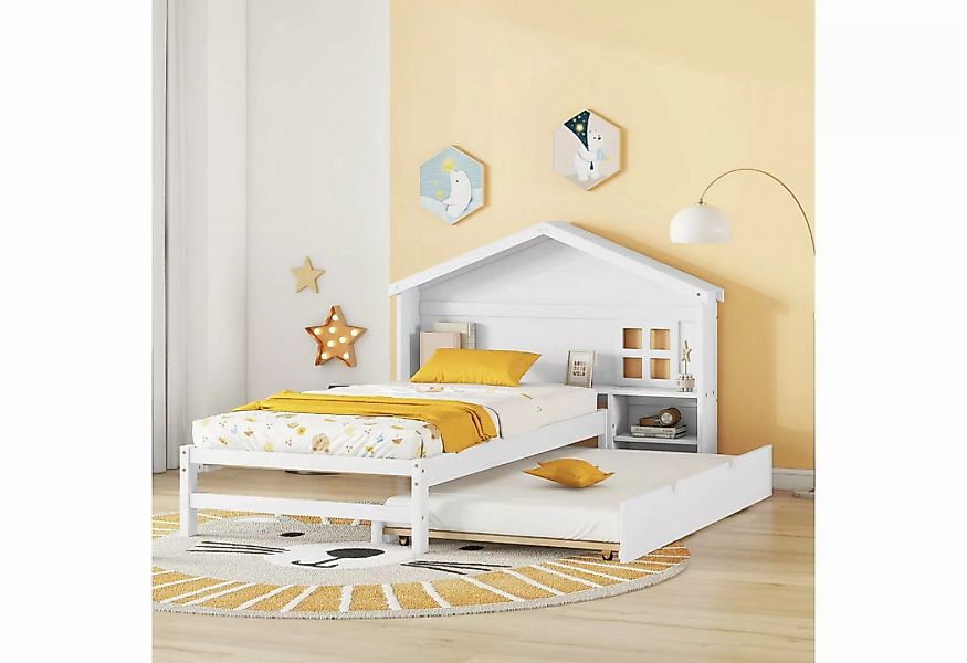 Ulife Kinderbett Hausbett flaches Bett, kleine Fensterdekoration,90*200cm günstig online kaufen