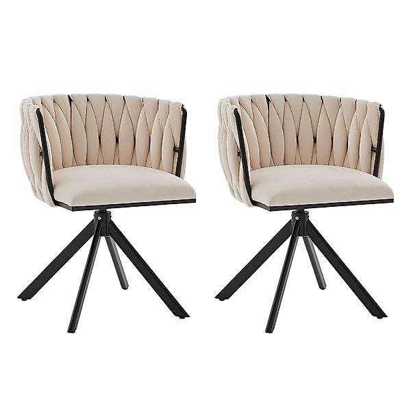 Set aus 2 Velours-Drehstuhl, 180°-Schwenkfunktion, Ergonomische Rückenunter günstig online kaufen