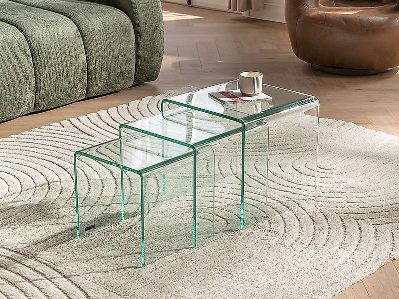 Beistelltisch 3er-Set - gebogenes Glas - MINKA günstig online kaufen