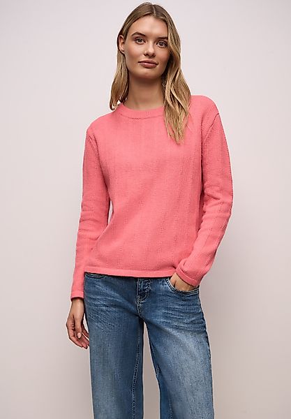 STREET ONE Rundhalspullover mit Streifen-Struktur günstig online kaufen