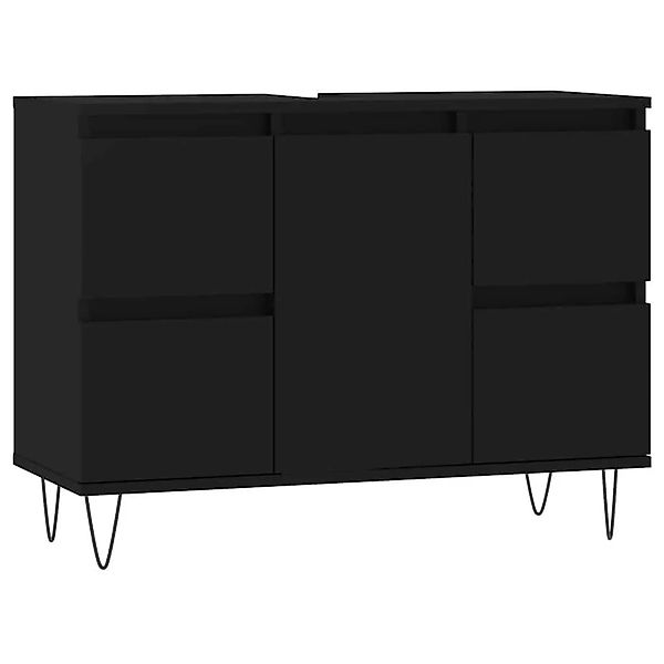 vidaXL Badschrank Schwarz 80x33x60 cm Holzwerkstoff 831653 günstig online kaufen