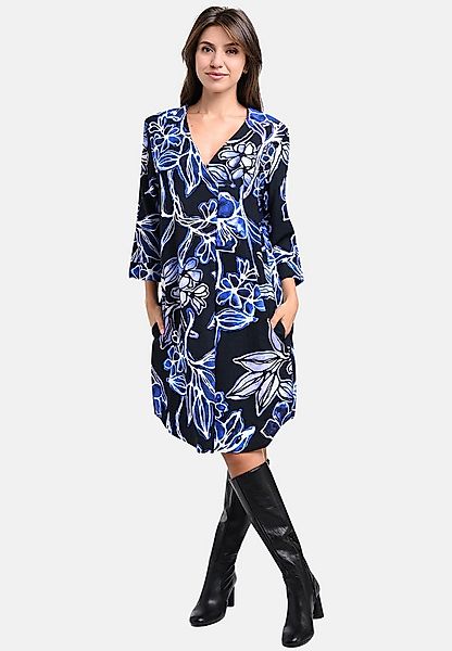 BICALLA Midikleid Kleid mit Blumen-Print in Schwarz/Blau (1-tlg) günstig online kaufen