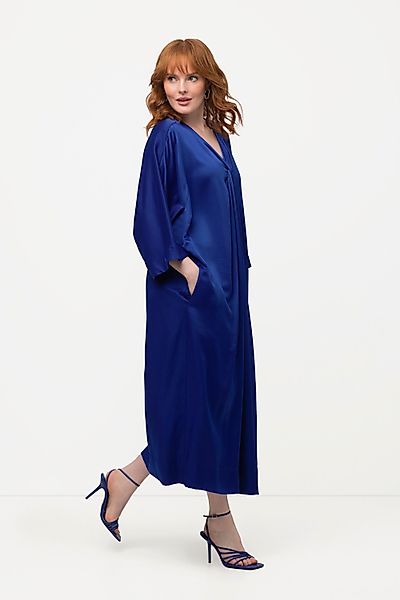 Ulla Popken Maxikleid Midikleid Satin V-Ausschnitt günstig online kaufen