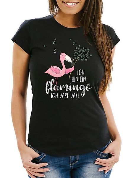 MoonWorks Print-Shirt Damen T-Shirt Flamingo Ich bin ein Flamingo ich darf günstig online kaufen