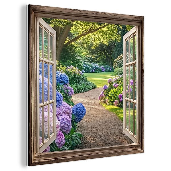 MuchoWow Metallbild Aussicht - Garten - günstig online kaufen