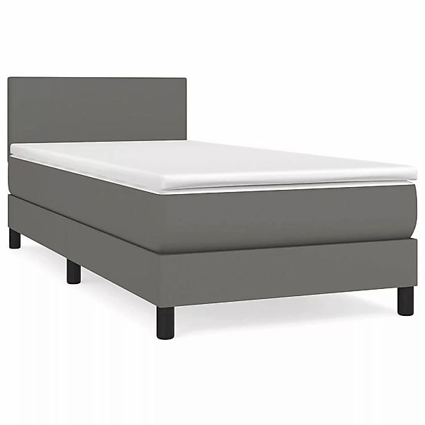vidaXL Boxspringbett mit Matratze Grau 100x200 cm Kunstleder1389715 günstig online kaufen
