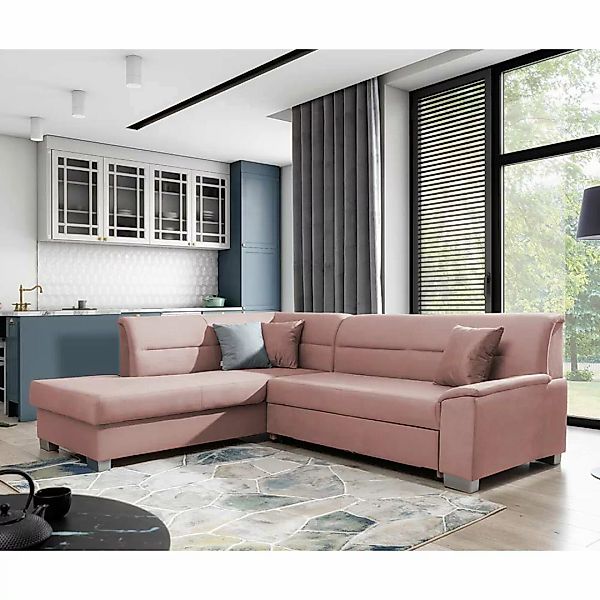 Ecksofa Sofaecke mit Schlaffunktion in Altrosa günstig online kaufen