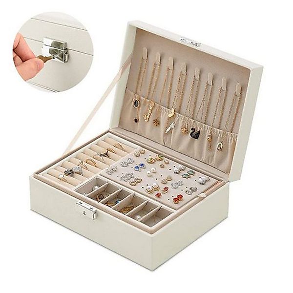 FOUORTUNATE-BEE Schmuckkasten Schmuckkasten mit Schloss, Leder-Schmuckbox günstig online kaufen