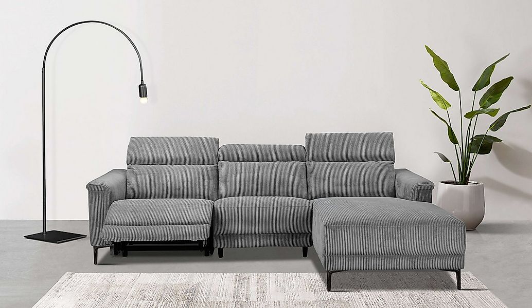 OTTO home Ecksofa LUND Cord, L-Form, 261 cm, man. o. elektr. Relaxfunktion günstig online kaufen