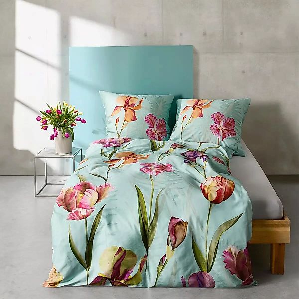 Fleuresse Mako-Satin Bettwäsche Bed Art S Ninove blau günstig online kaufen