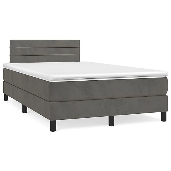 vidaXL Boxspringbett mit Matratze Dunkelgrau 120x200 cm Samt 3141354 günstig online kaufen