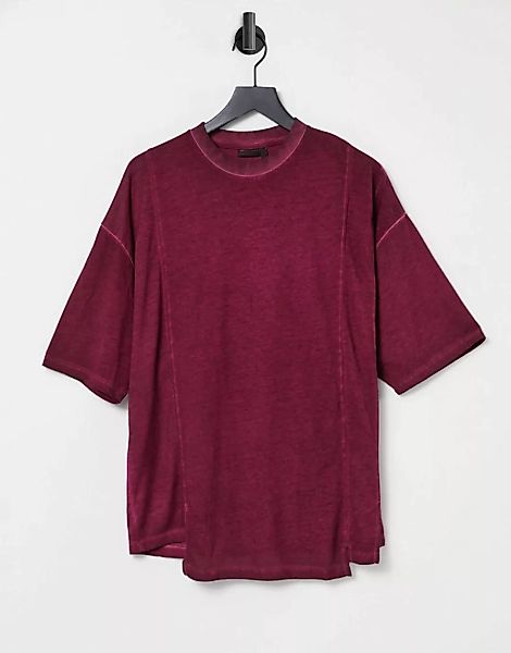 ASOS DESIGN – Oversize-T-Shirt in verwaschenem Burgunderrot günstig online kaufen