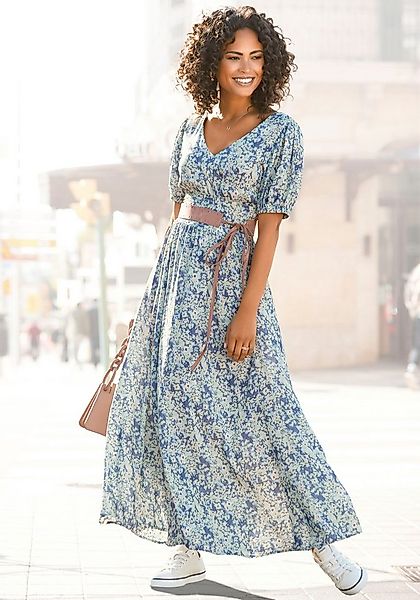 Buffalo Maxikleid mit zartem Blumendruck und V-Ausschnitt, Sommerkleid, Str günstig online kaufen