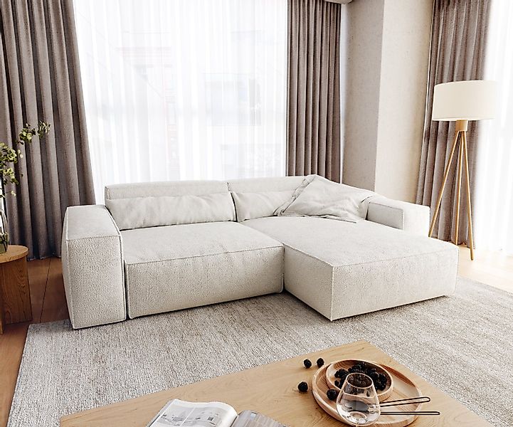 DELIFE Ecksofa Sirpio, XL Bouclé Creme-Weiß günstig online kaufen