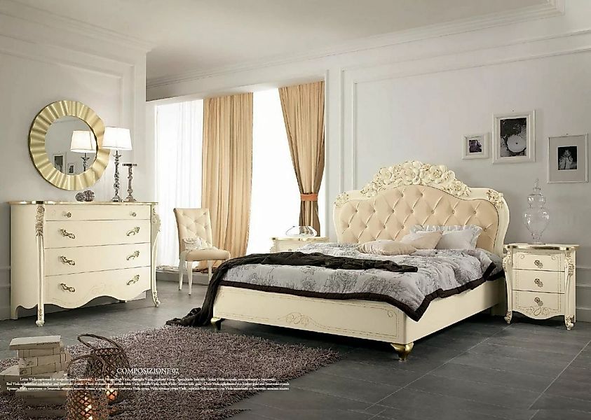 JVmoebel Bett Bett Beige Holzbett Design Betten Italienische Art déco Itali günstig online kaufen