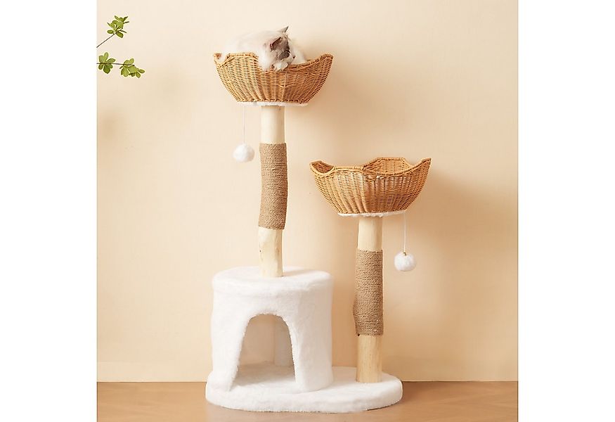Celya Kratzbaum Katzenkratzbaum mit 2 Körben & Höhle, aus Massivholz 108cm, günstig online kaufen