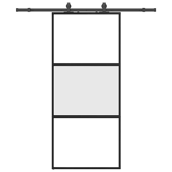 vidaXL Schiebetür mit Beschlag Schwarz 90x205 cm Hartglas 3375818 günstig online kaufen