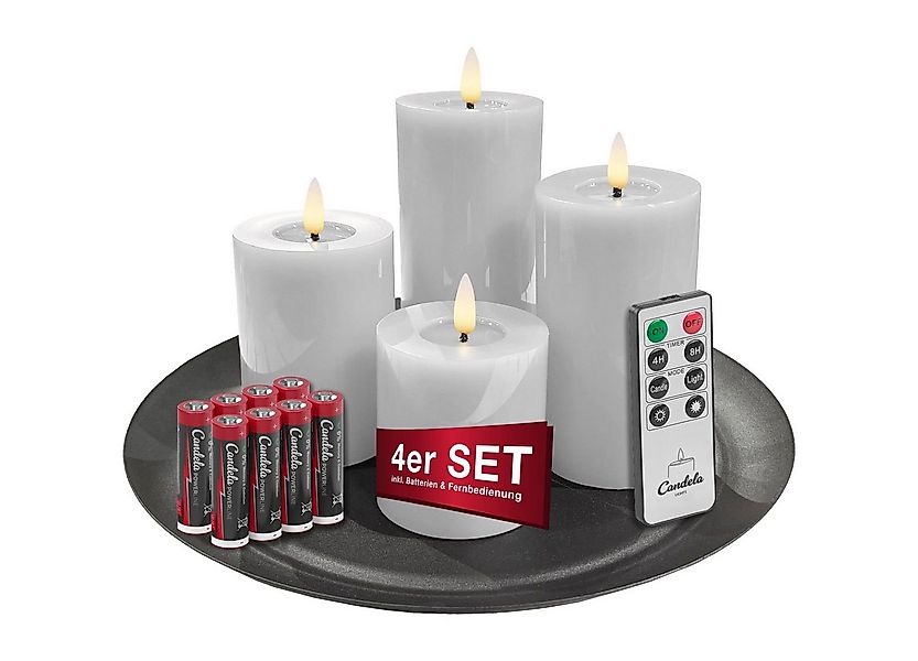 LC Home LED-Kerze Candela Lights LED Kerzen 4er Set Stumpenkerze inkl. Kerz günstig online kaufen